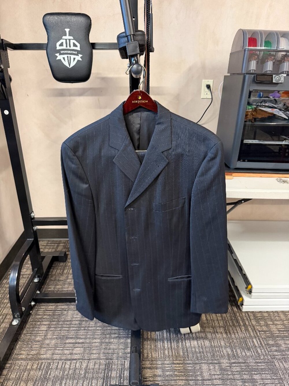 BOSS Hugo Boss Men's Navy Pinstripe Two-Piece Wool Suit (Jacket + Pants)